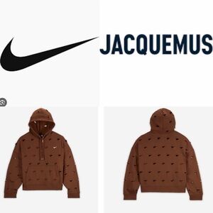 New💕Nike and Jacquemus collaboration Men's Chocolate Brown Hoodie with cutouts